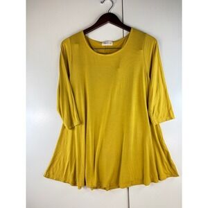 LARACE Tunic Top Swing Style Casual Comfy 3/4‎ Sleeve Yellow Size S